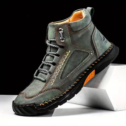 Men's Waterproof Comfortable Handmade Leather Boots – Arch Support, Pressure Relief, Spacious Toe Box Outdoor Leather Shoes